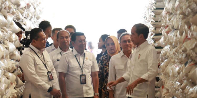 Presiden Serahkan Beras Bantuan Pangan BULOG di Karawang